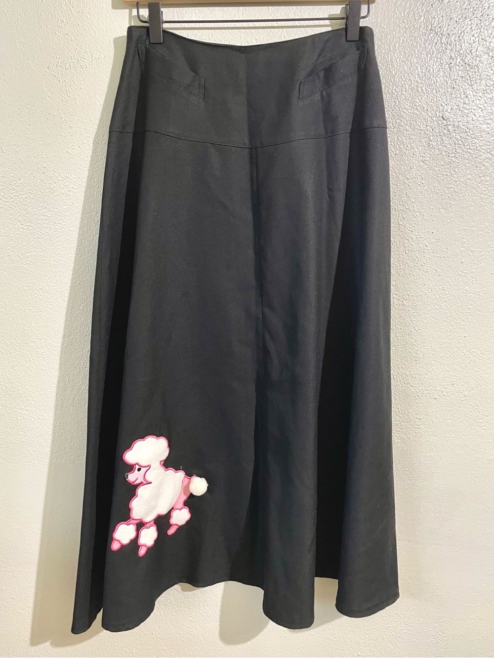 Lindsay Blake Poodle Appliqué A Line Knit Skirt Retro Rockabilly Novelty Black M
